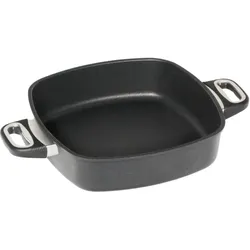 AMT I-E287G Induktion Eck-Pfanne flach Aluminumguss 28 x 28 cm, Höhe 7 cm, Pfanne + Kochtopf, Schwarz