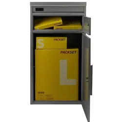 SafePost, Briefkasten, 65 TIAMAT Paketbox silbergrau + 12 Schl.