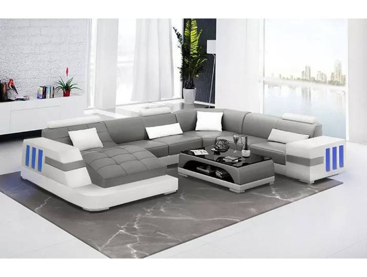 Xlmoebel Wohnlandschaft Elegantes Ledersofa in U-Form mit hochwertiger Verarbeitung, Hergestellt in Europa