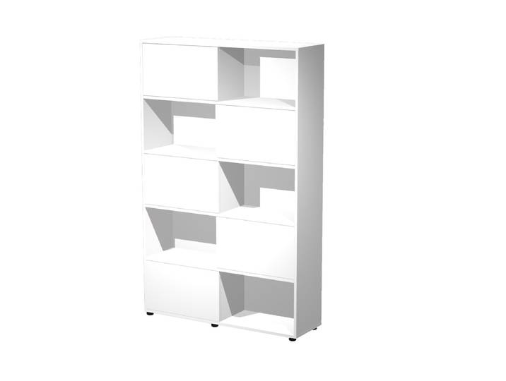 Bibliothèque Svenja 10 cases - portes coulissantes - L.120 x H.190 cm - Blanc