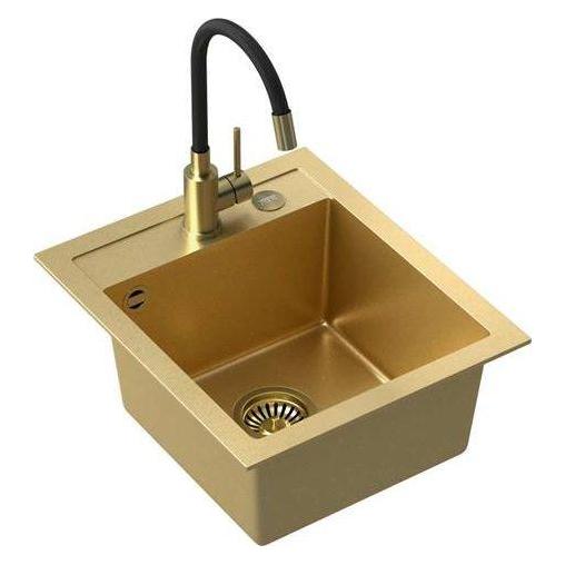 Steiner ART JOHNNY 100 (43x50x20,3) Steingran Art Gold with hand siphon, Maggie PVD tap and plug - gold (50 cm) (39221000)