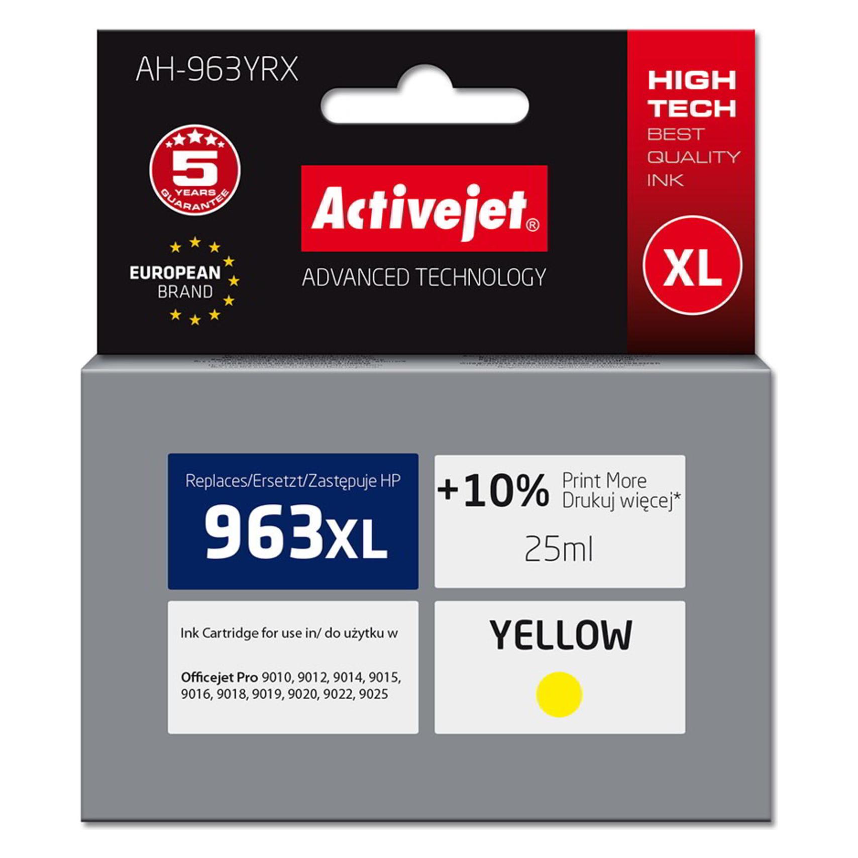 Activejet AH-963YRX Tinte für HP Drucker Ersatztinte HP 963XL 3JA29AE Premium 1760 Seiten gelb (Y) (AH-963YRX)