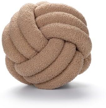 Lush Living Finds Soft Yellow Handmade Knotted Plush Round Throw Pillow, Circle Ball Cushion For Home, Living Room Halloween Decor khakhi