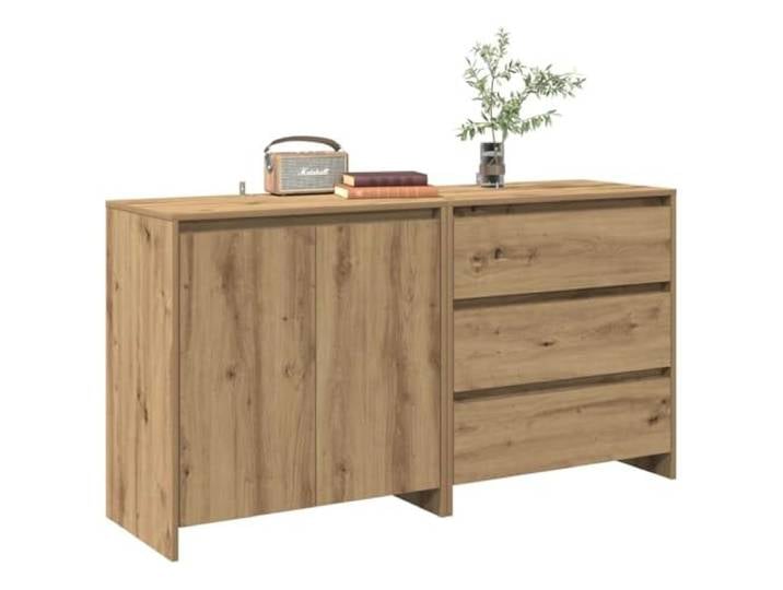 HEFZGDB 2-TLG. Sideboard Artisan-Eiche mit Fester Oberplatte aus Holzwerkstoff - Praktisches Sideboard für die Wohnungseinrichtung als Beistellschrank zur Aufbewahrung und Dekoration