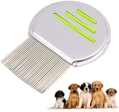 United Stainless Steel Dog Flea Comb For Cats And Pets Fine Tooth Grooming Comb green
