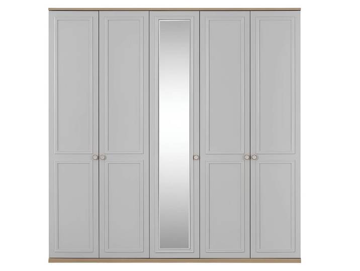Xlmoebel Drehtürenschrank Grauener Kleiderschrank aus Holz mit Spiegel und modernen Akzenten (1-St., Kleiderschrank) Hergestellt in Europa