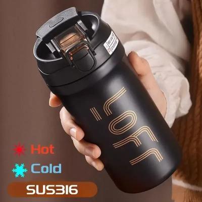 Uplifted Finds 600ml Thermal Coffee Mug With Straw Double Wall Insulated Portable Travel Cup black