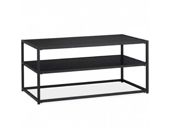 Helloshop26 Eleganter Couchtisch mit Aufbewahrung, Wohnzimmer, 90 x 50 x 42 cm, moderner Stil, aus MDF, Schwarz, 13_0018156