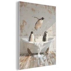 AKUSTIKBILD Vintage - Pinguin - Badewanne - Schaumstoff Wanddeko 70x100 cm