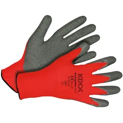 KIXX Handschuhe für die Gartenarbeit - Rot/Grau - Größe 10