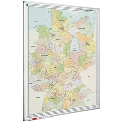 PROREGAL Magnetisches Whiteboard Landkarte PLZ Deutschland | HxBxT 120x90cm | mit Befestigungsmaterial & Stiftablage | Sublimationsstahl