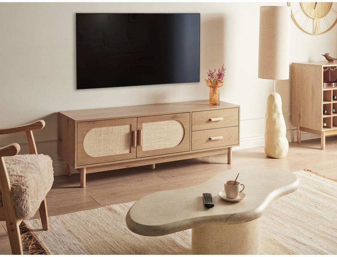 Beliani COSTELLO TV Stand for TVs up to 70" Natural Wood 70"
