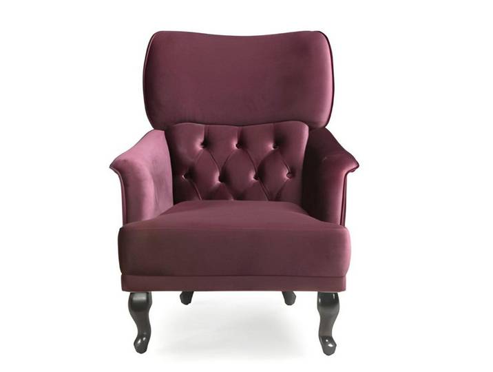 Xlmoebel Chesterfield-Sessel Designer Ohrensessel Lila Samt mit modernem Chesterfield-Stil (1-St., Chesterfield-Ohrensessel Lila), Made in Europa