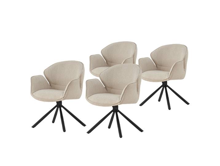 Drehbarer Armlehnenstuhl ASSRA 62 x 90 x 65cm Beige/Cremeweiß 4er Set