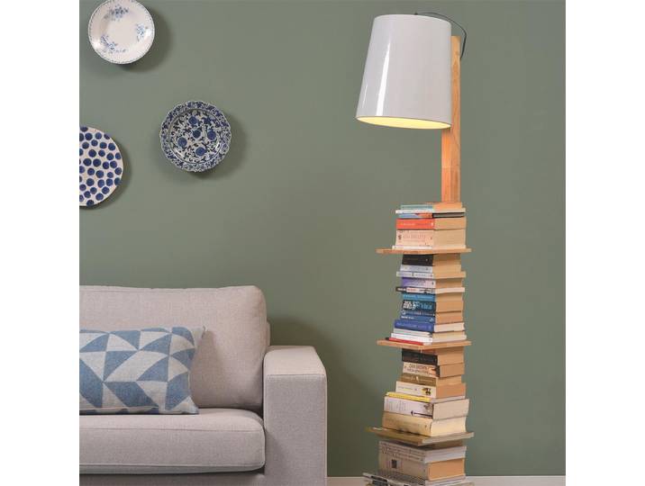 It's about Romi Stehlampe Eisen-Holz Cambridge Weiß