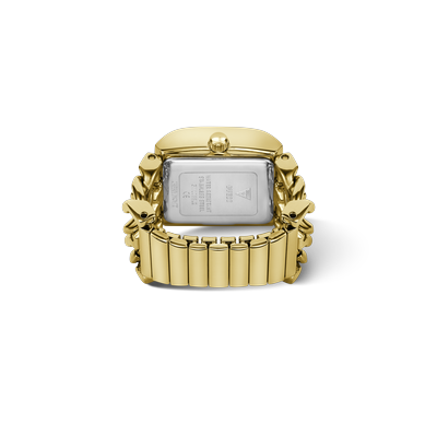 Uhrenring GUESS "MOD HEAVY METAL", gold (goldfarben, leopardfarben, goldfarben), Armbanduhren, Damen, goldfarben, Quarzuhr, Damenuhr, Edelstahlringschiene, analog