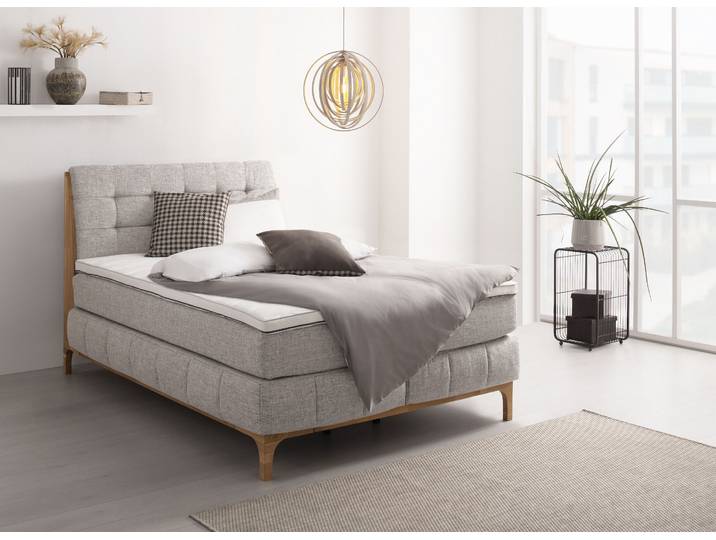 Boxspringbett GOODPRODUCT Jelle , schwarz, B:161cm L:216cm, Komplettbetten, Boxspringbett, zertifizierte, recycelte Bezugsstoffe, verschiedene Ausführungen