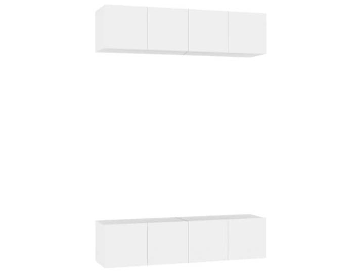 GHVBNMF TV Schrank Set 4 STK Wandboard Hängeschrank Weiß 60x30x30 cm Wandhängendes 4er Lowboard Set schafft bodennahe Ordnung im Schlafzimmer und Wohnzimmer mit pflegeleichter Ablage.