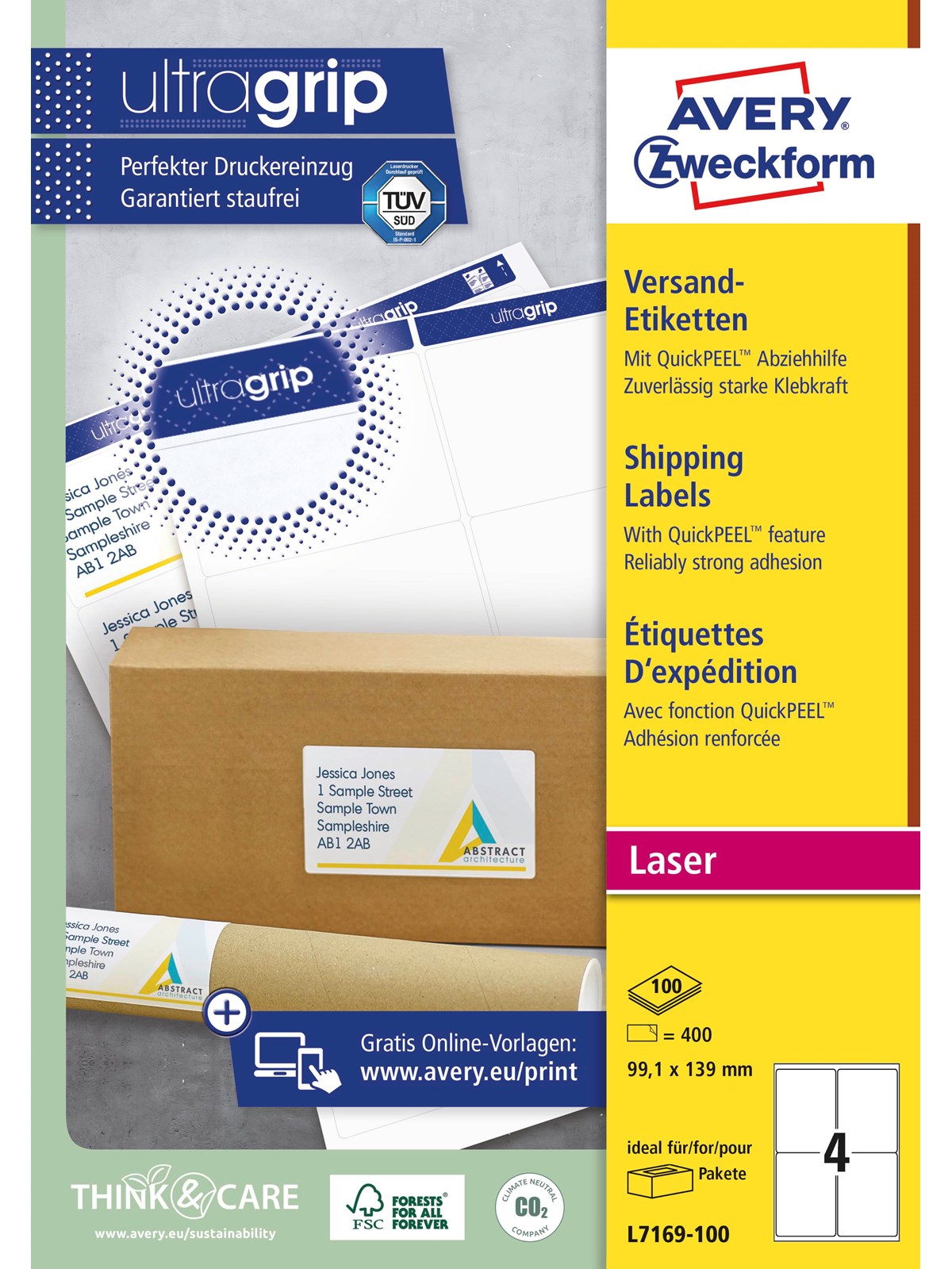 Avery Shipping labels for parcels (UltraGrip)