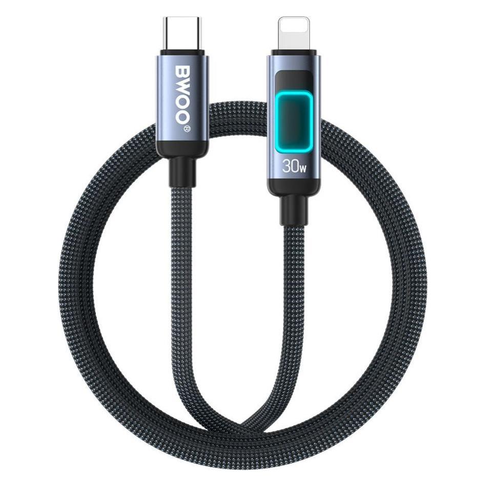 Bwoo X324CL braided fast charging cable with light display PD 27W USB-C - Lightning (1 m, 27 W) (60852632)