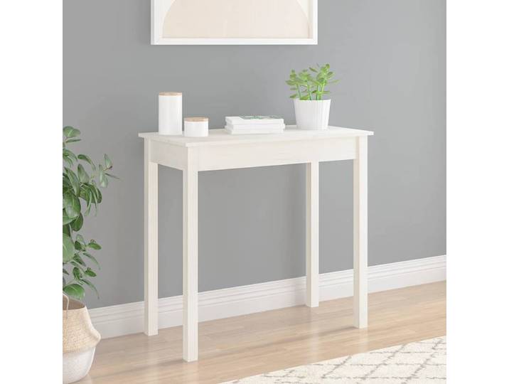 Table console Blanc 80x40x75 cm Bois massif de pin, Table console en bois de pin massif, Table de canapé étroite pour entrée, Finition blanche