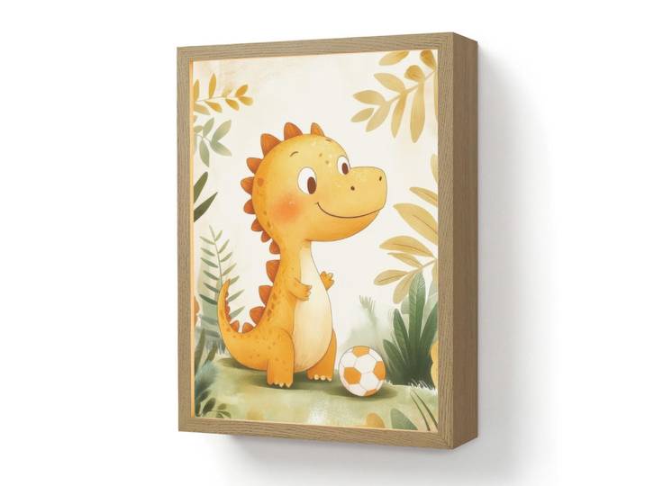OnlyWow Nachttischlampe MIT Akku Dino - Fußball - Orange 30x40 cm, Beige, Rechteckig, LED integrated, 30x40x8 cm, Lampen & Leuchten, Innenbeleuchtung, Nachtlichter