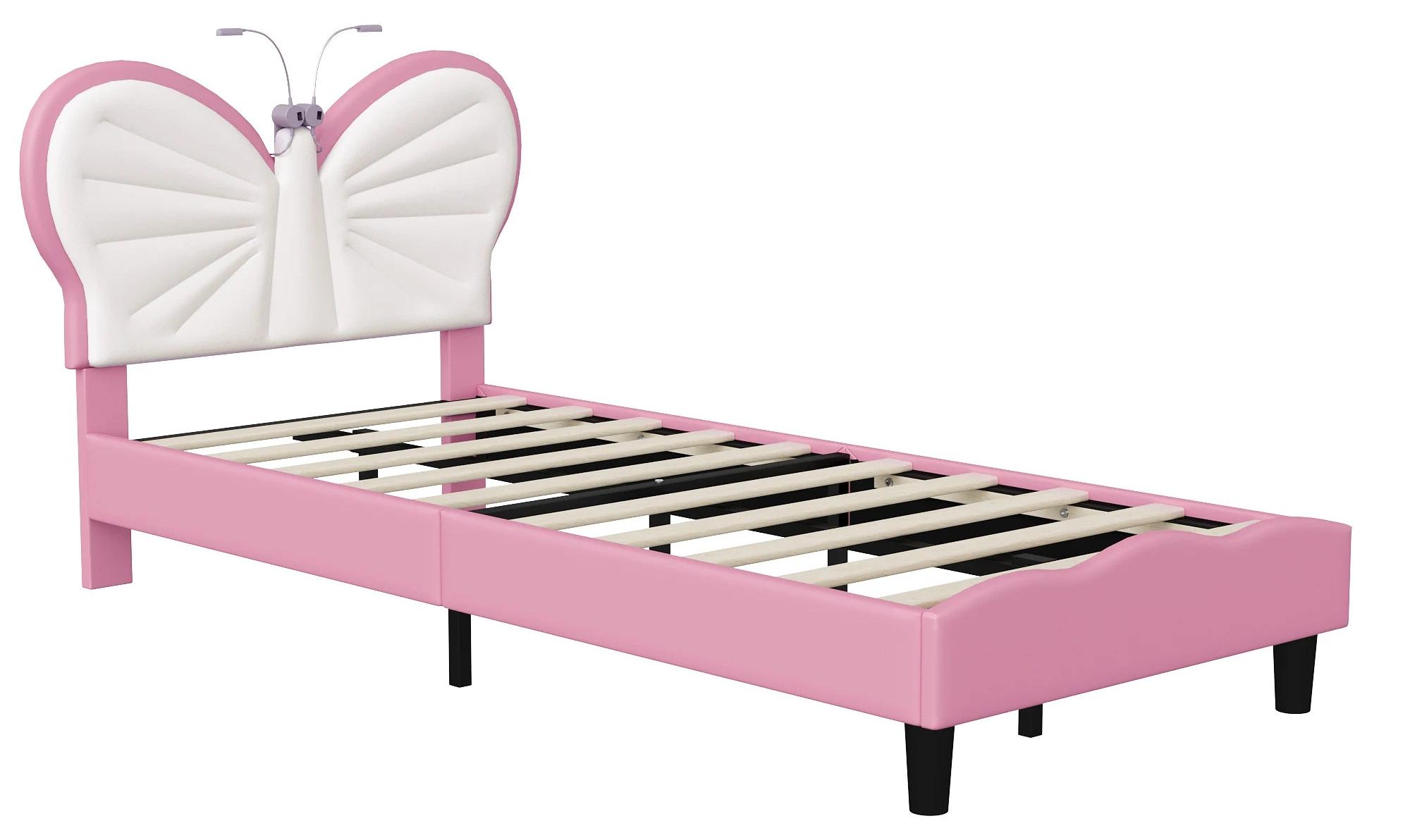 Kinderbett - Schlafzimmerbett für Jungen - Kleinkindbett - Einzelbett - Mädchenbett - Rosa Variante