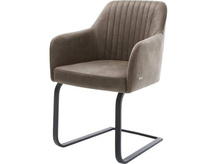 Schwingstuhl Greg-Flex Freischwinger flach Schwarz Mikrofaser Taupe Vintage Taschenfederkern