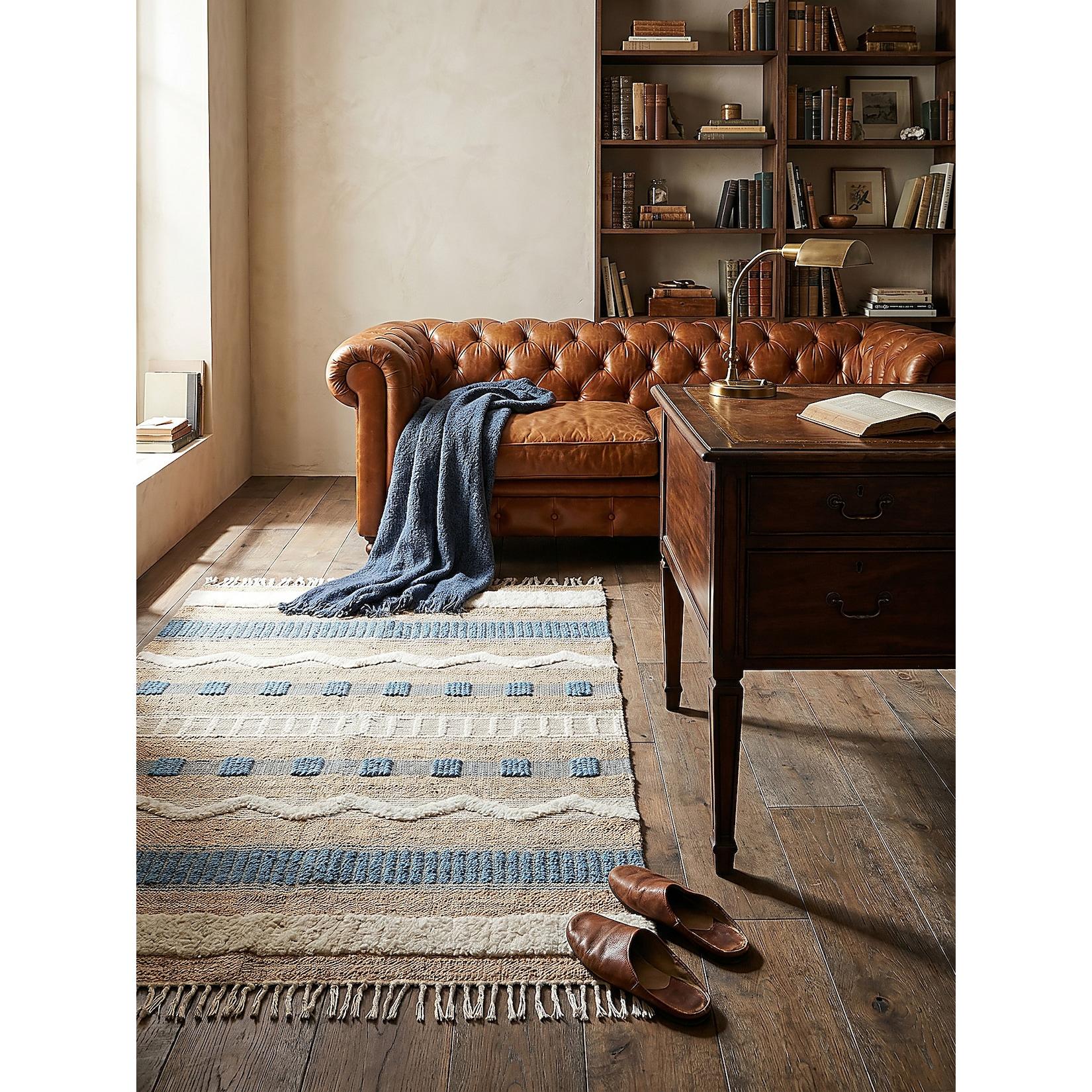 Teppich gestreift Natur-Blau 160 x 230 cm - WHARFE Kadima Design