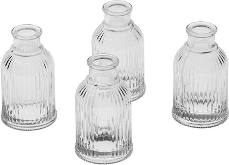 Glasvasen, gerillt, 9,5 cm, 4 Stück