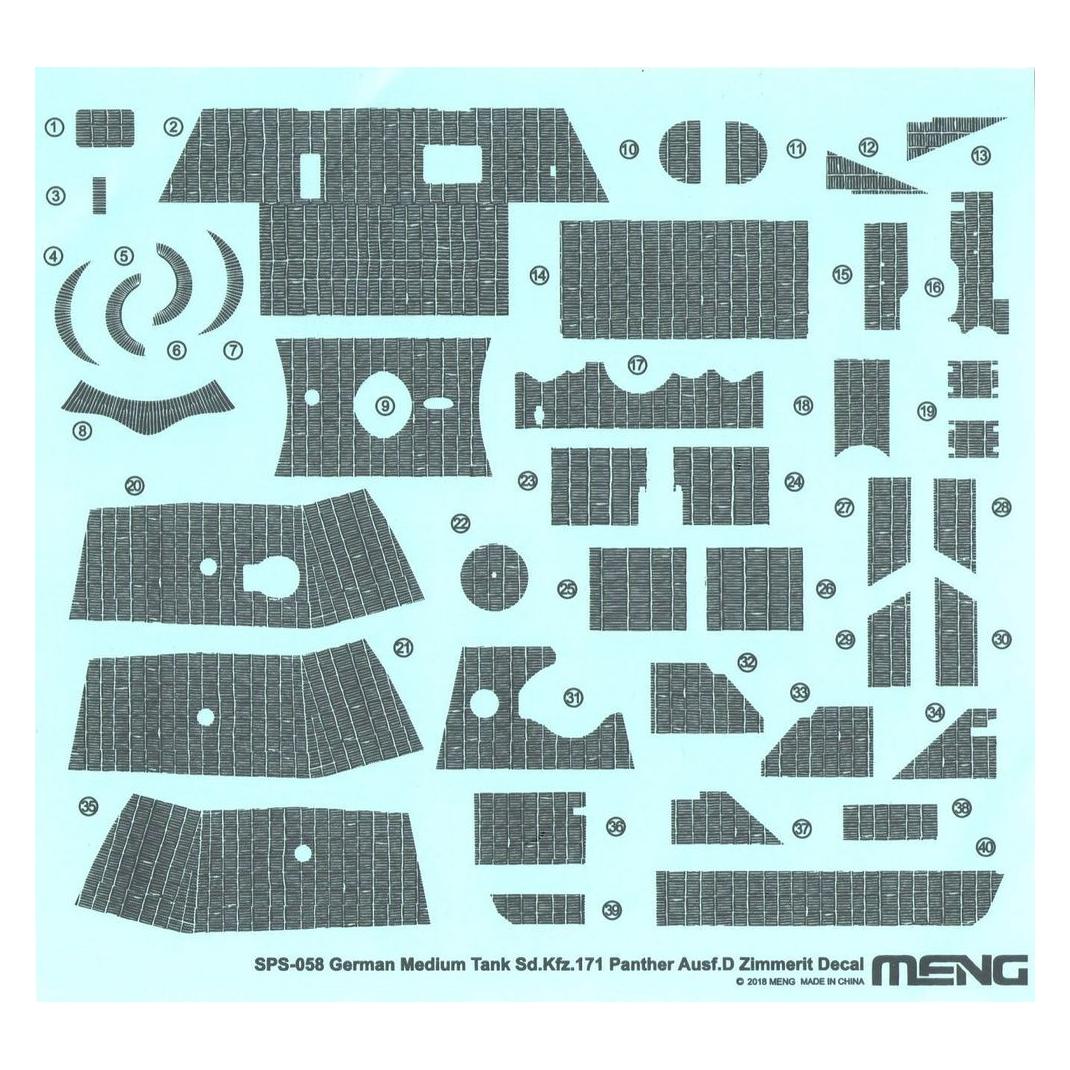 Meng-Model German Medium Tank Sd.Kfz.171 Panther Ausf.D Zimmerit Decal (SPS-058)