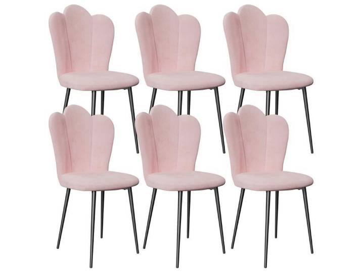 Chaise de salle à manger en velours Rose - VIVOLILV - Pétale Dossier - Pieds réglables - Lot de 6