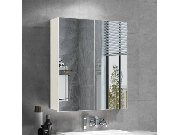 Armoire de salle de bain avec miroir, armoire de rangement murale avec étagère réglable, unité de rangement moderne en bois avec miroir
