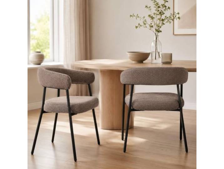 2er Set Esszimmerstuhl SPOLETO Polsterstuhl braun taupe Metall Armlehnen Moderner Sitzkomfort für Esszimmer, Küche oder Besprechungsraum