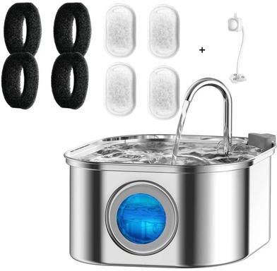 Inspired Finds PureFlow Stainless Steel Pet Water Fountain 101oz Automatic Drinking Station pet Water Sensor B