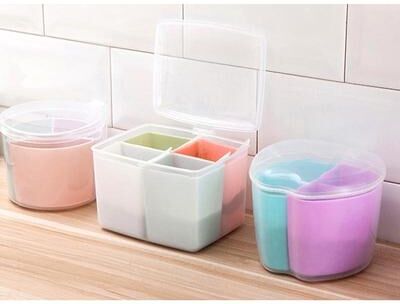Inspired Deals Round Compartment Spice Box With Spoon And Lid random