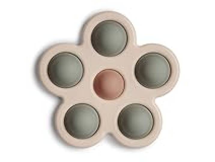 mushie Jouet Presse Fleur pour Bébé Aide à la Motricité Plastique 100% Non Toxique, sans BPA Accessoires pour Jeunes Enfants Durable & Haute Qualité Dried Thyme/Natural/Shifting Sand