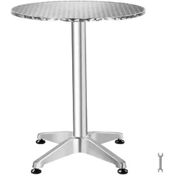 TecTake GmbH tectake Aluminium-Bistrotisch Frederic, wetterfest, höhenverstellbar, MDF-Tischplatte, 67x67x70/110cm, silber
