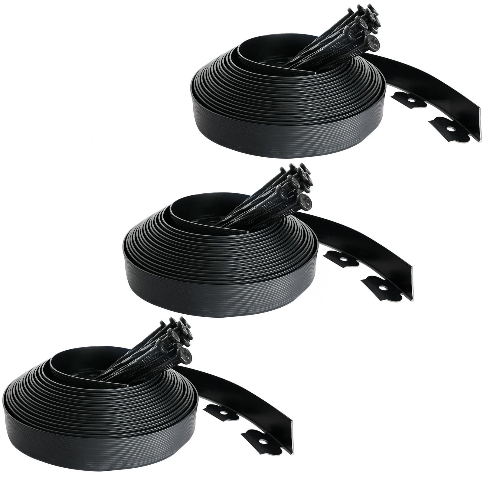 Merkloze Flexibele Tuinrand 10m - Zwart PVC - Inclusief 50 Bevestigingspinnen