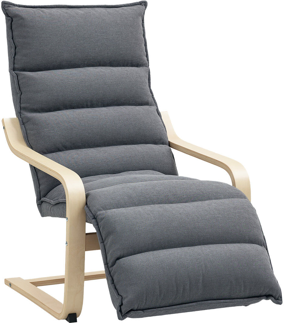17 Stories HOMCOM Armchair Adjustable Footrest Velvet Modern Poang Chair Dark Grey 105cm H X 67cm W X 114cm D