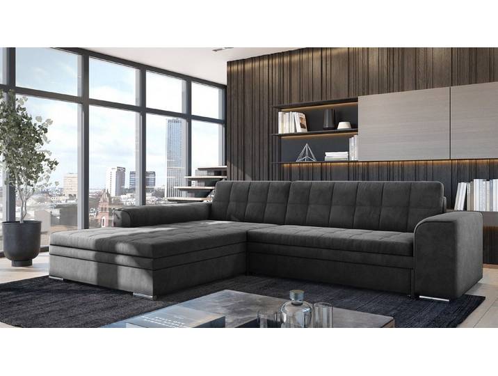 Fun Möbel Ecksofa Schlafsofa LUSAKA mit Ottomane in Stoff, Rundumbezug, Ottomane Links oder Rechts
