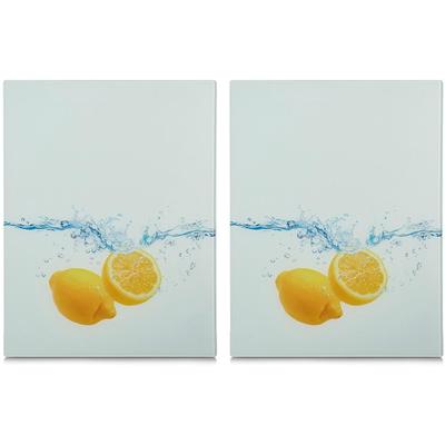 Schneide- und Abdeckplatte ZELLER PRESENT "Lemon Splash", bunt (weiß, gelb, blau), B:40cm L:52cm, ESG-Sicherheitsglas, Herdabdeckplatten, aus ESG-Sicherheitsglas hergestellt