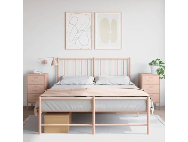 HEFZGDB Industrie-Stil Nachttische 2 Stück Rosa 36x39x68 cm Stahl, Stauraum Schrank mit verstellbaren Füßen, Robustes Metall Möbel für Schlafzimmer