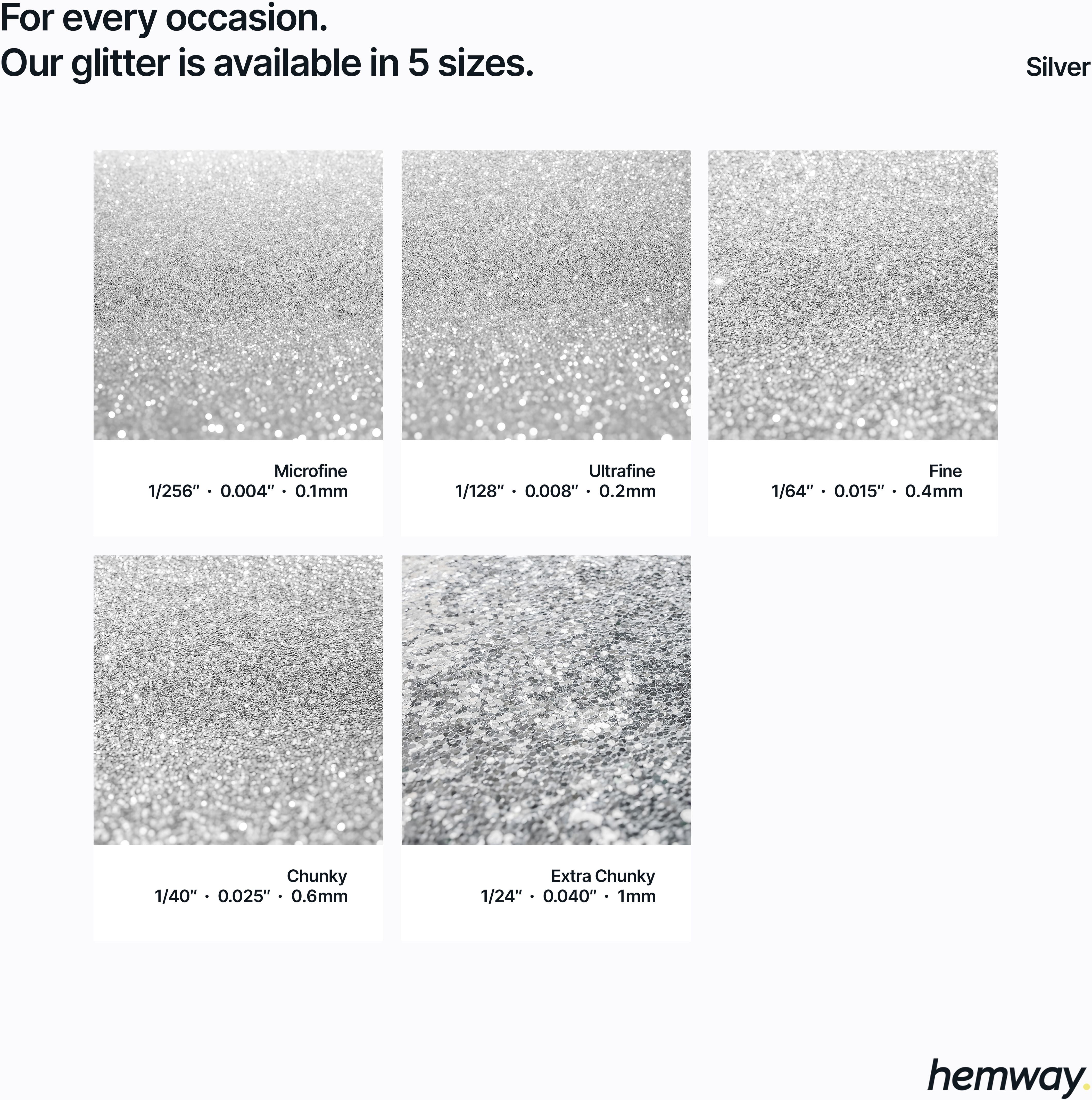 Hemway Automotive Glitter 100g / 3.5oz   Silver   Metal Flake Custom Spray Painting - Silver - Fine 100g