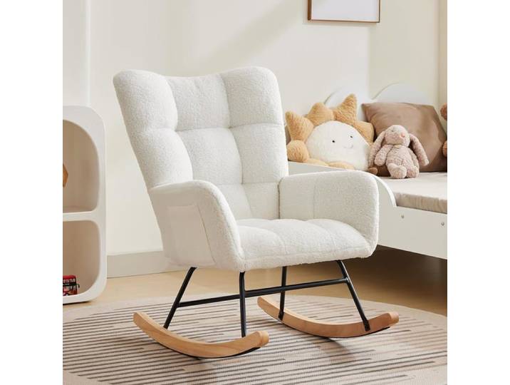 Fauteuil à bascule scandinave beige
