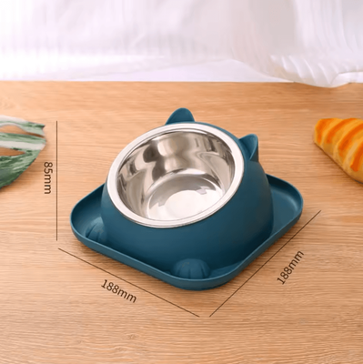 Inspire Curations SteadyPaw Stainless Steel Anti Spill Cat Bowl blue 1set