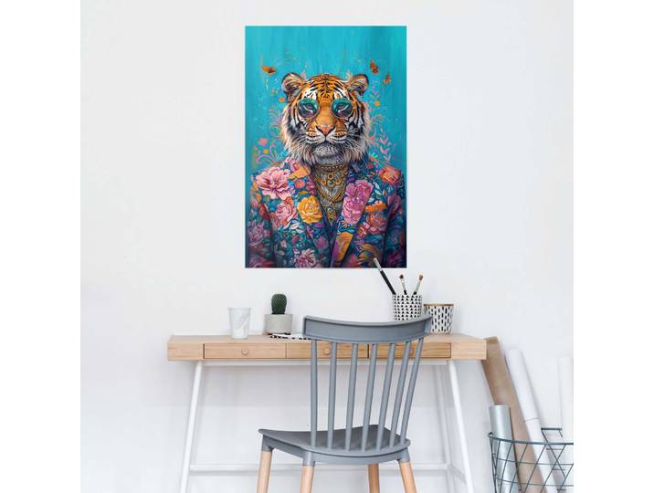 Affiche Tigre habillé Papier Multicolore 61 x 92 x 0cm