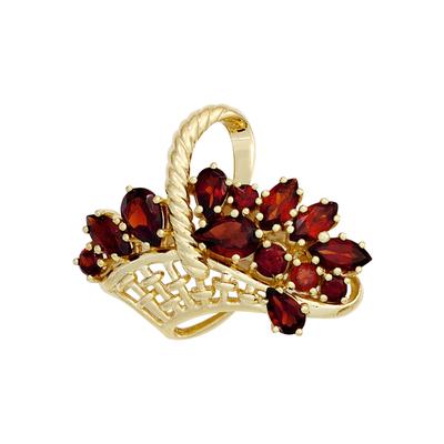 Brosche JOBO "Goldbrosche Korb", gelbgold 333, rot, Broschen, Damen, Gelbgold 333, Brosche, 8 Karat 333 Gold mit Granat