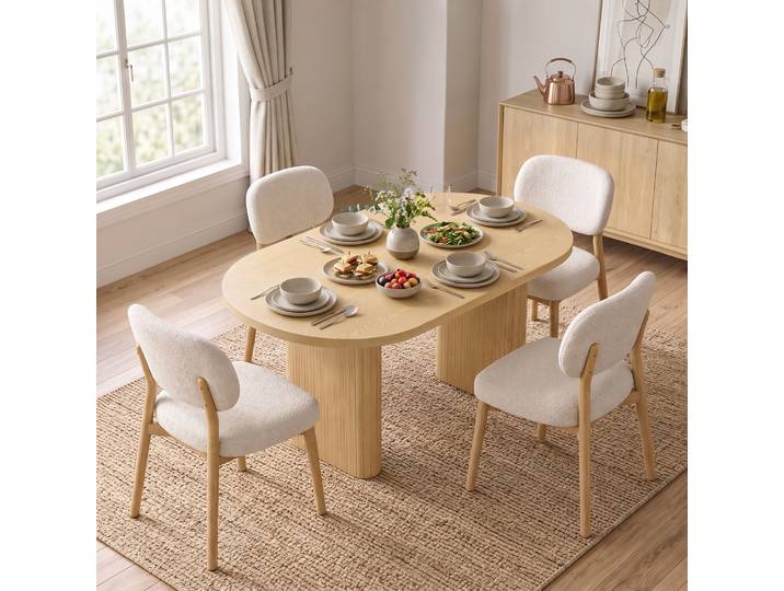 HOMCOM Table Ovale Rustique 4 Pers Chêne 120x60x76 cm