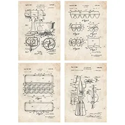 POSTER Set mit 4 Jahrgang Kochfertig Das Hügelset A4 Schwarzer Rahmen